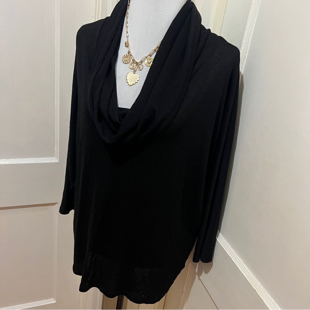 Olivia Moon Cowl Neck Light Sweater Womens Large Black